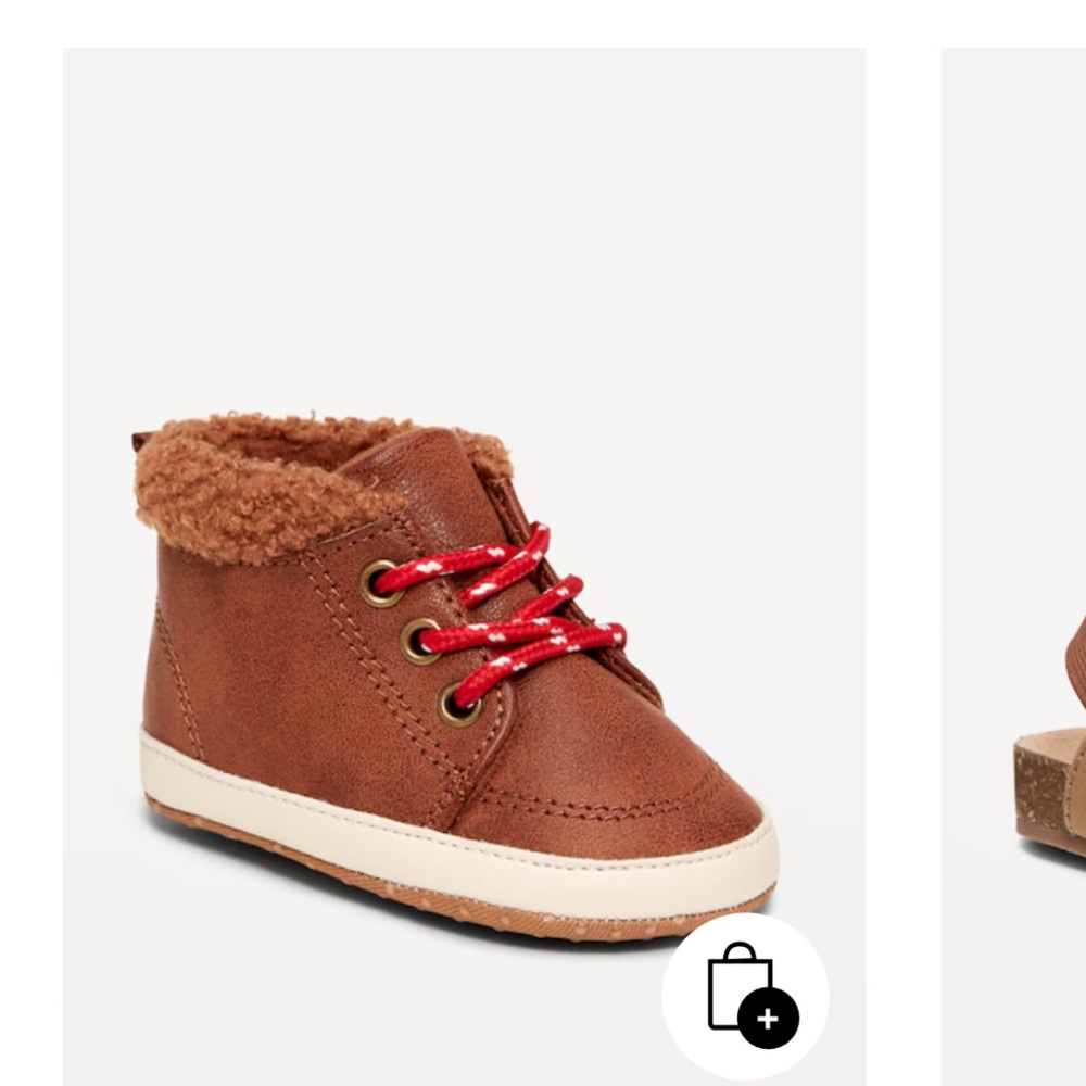 Old Navy Brown Baby Boots like new with Red Laces